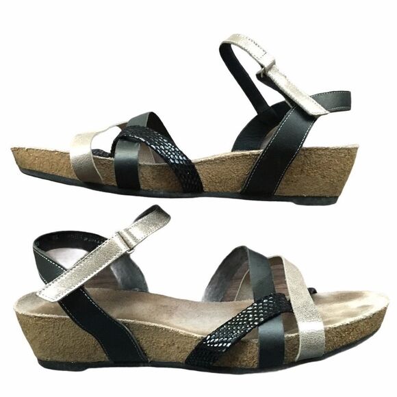 𝅺munro Sling Back Cork Wedge Strappy Summer Sandals 11 - Picture 1 of 10